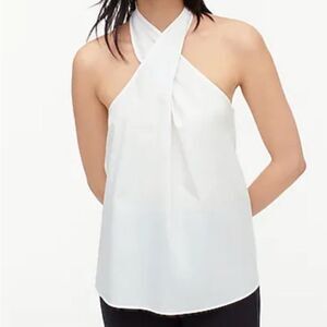 J. Crew White Poplin Cotton Halter Top